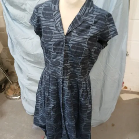 SEASALT CORNWALL WOMEN'S DRESS – NAVY WAVE PATTERN, 35TH BIRTHDAY EDITION - SIZE UK 14