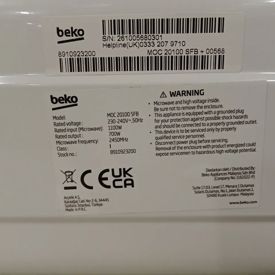 BOXED BEKO MICROWAVE OVEN MOC 20100 SFB – 1100W