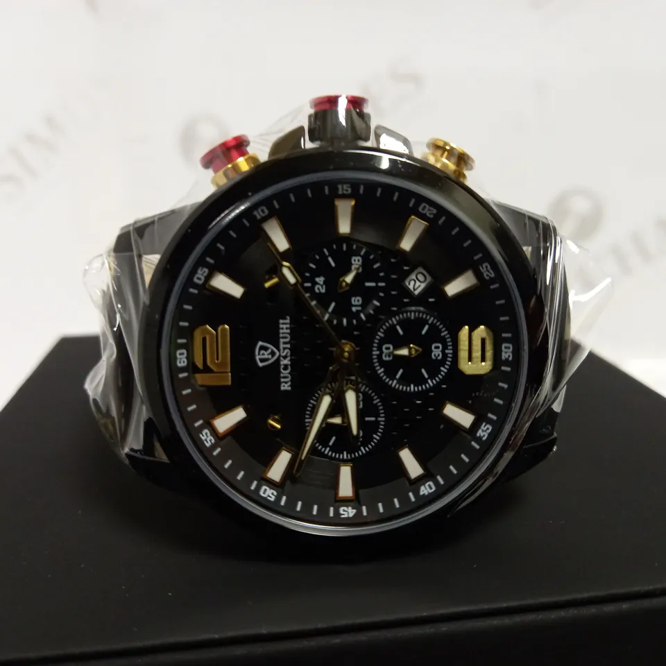 RUCKSTUHL SPORTS CHRONOGRAPH LEATHER STRAP WATCH