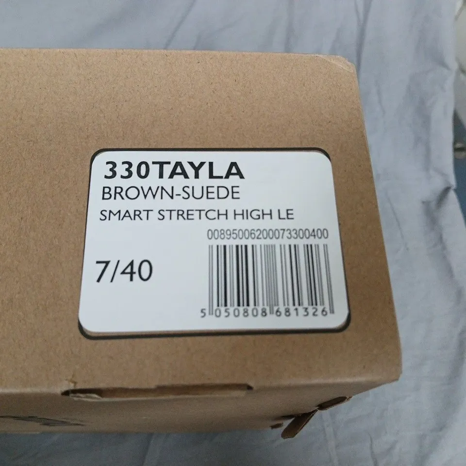 BOXED DUNE LONDON TAYLA BROWN SUEDE KNEE-HIGH BOOTS – UK 7 (EU 40)