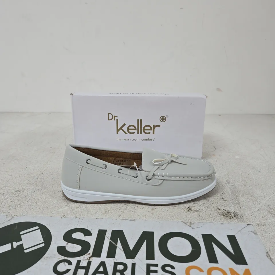 DR KELLER MEN'S GREY LEATHER LOAFERS – MOCCASIN STYLE SIZE 6