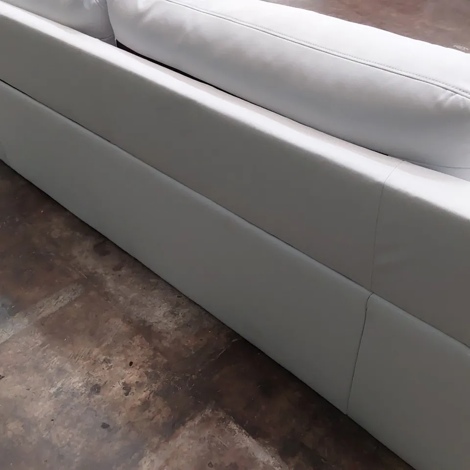 DESIGNER THREE SEATER SOFA WHITE LEATHER 
