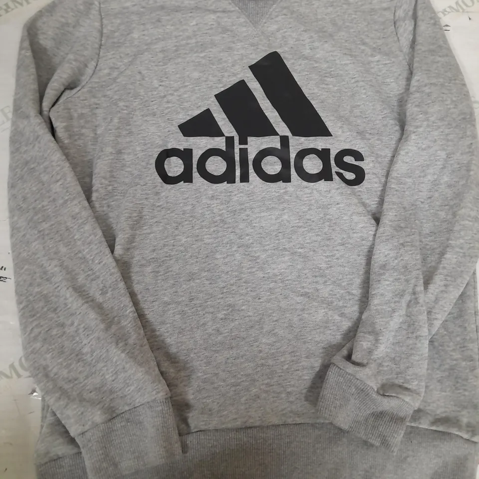 ADIDAS GREY BOYS JUMPER IN GREY & BACK - SIZE 13-14YRS
