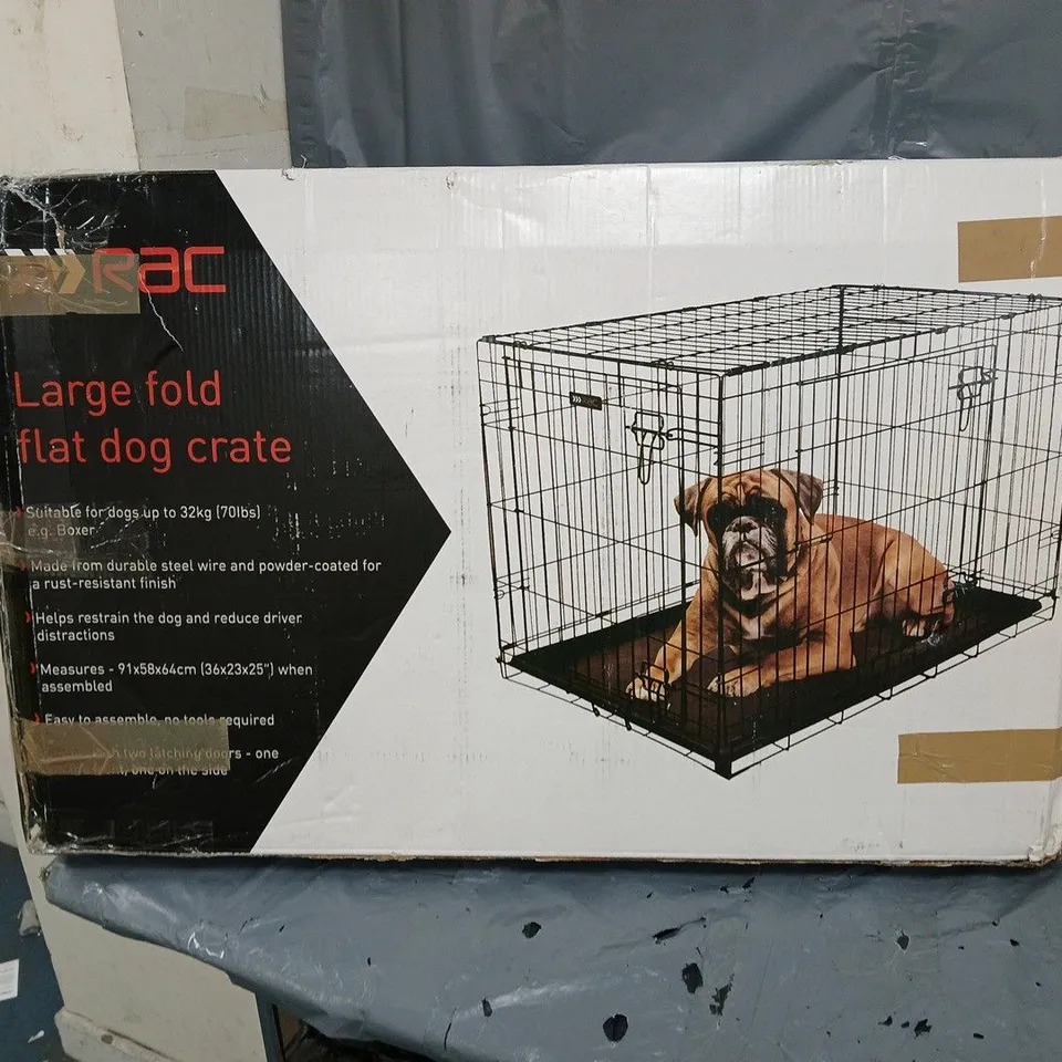 RAC - METAL FOLD FLAT CRATE WITH PLASTIC TRAY - LARGE - COLLECTION ONLY 