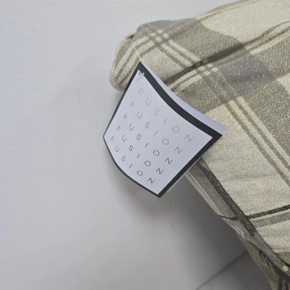 FUSION PLAID DECORATIVE CUSHION – BEIGE & TAUPE
