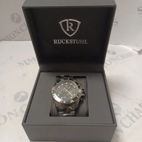 MENS RUCKSTUHL CHRONOGRAPH 8829 WATCH – BLACK DIAL - STAINLESS STEEL STRAP – 3ATM WATER RESISTANT – DATE FUNCTION