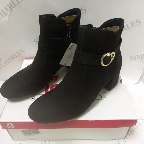 BOXED BLACK ANKLE BOOT SUEDE SIZE 6