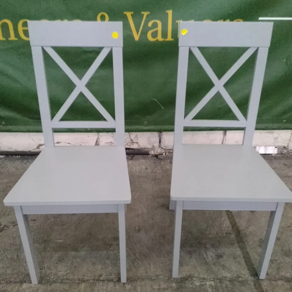 SET OF 2 NEW KENDAL GREY WOOD DINING CHAIRS 