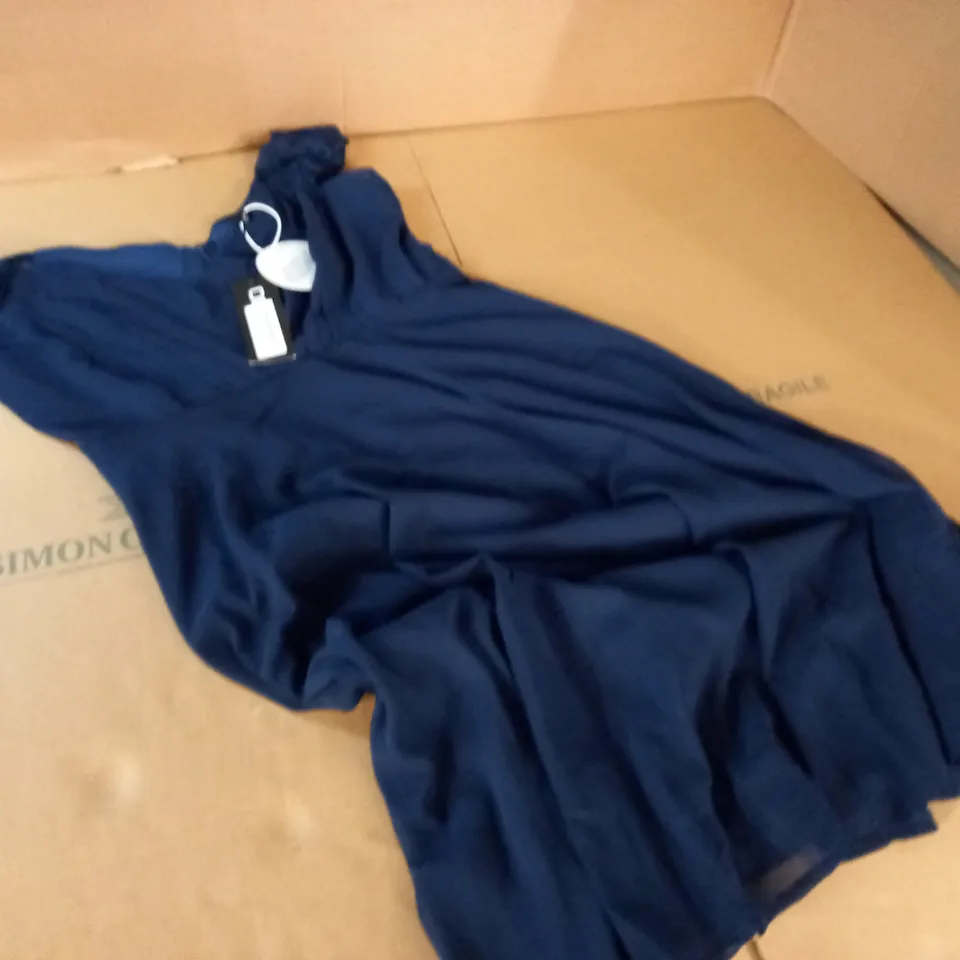 boohoo chiffon lace midi skater bridesmaid dress in navy - 12