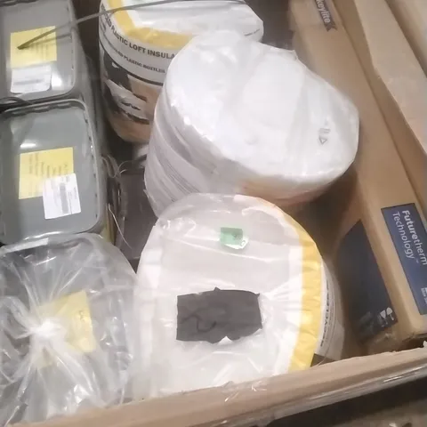 PALLET OF ASSORTED DIY, HOME IMPROVEMENT AND BUILDING PRODUCTS TO INCLUDE; PERMANENT POTHOLE REPAIR, INSULATION, ROOF WINDOW ETC