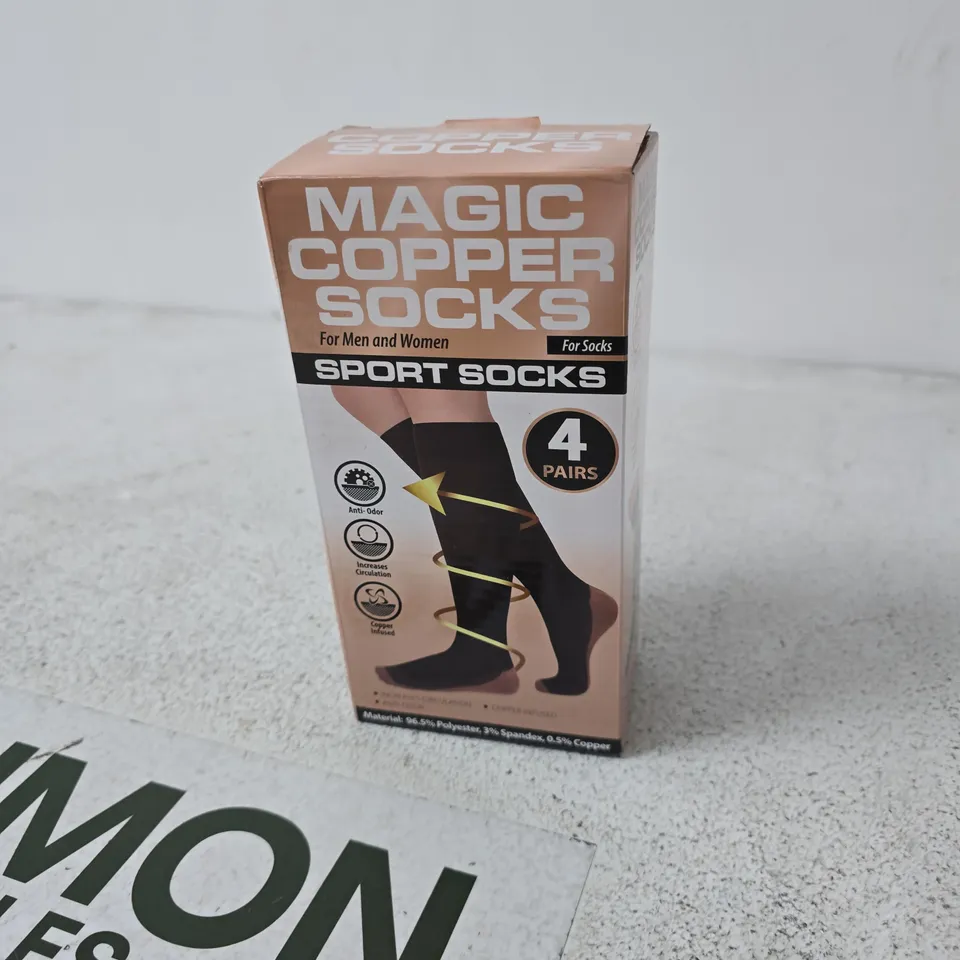 MAGIC COPPER SOCKS – 4 PAIRS (FOR MEN AND WOMEN)- SIZE S/M