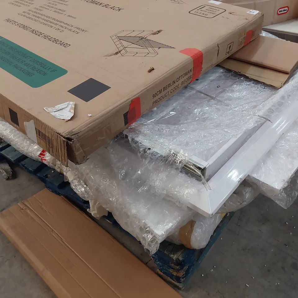 PALLET OF ASSORTED BED & TABLE PARTS