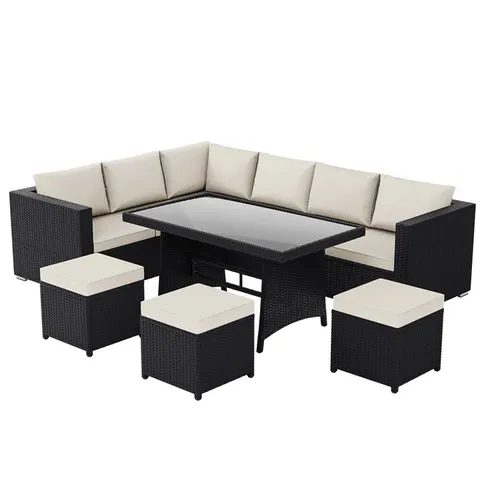BOXED BELGRAVE 9 SEATER RATTAN SET, BLACK
