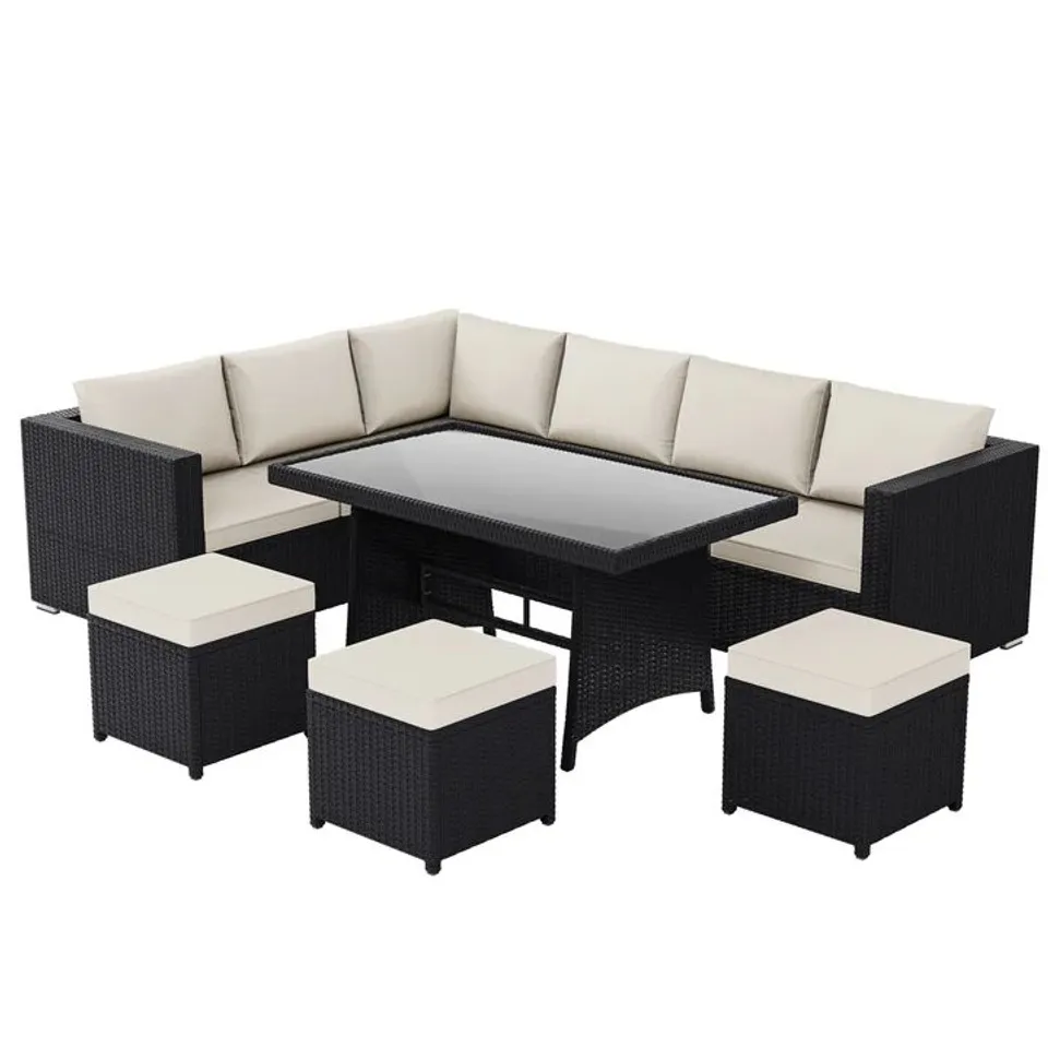 BOXED BELGRAVE 9 SEATER RATTAN SET, BLACK