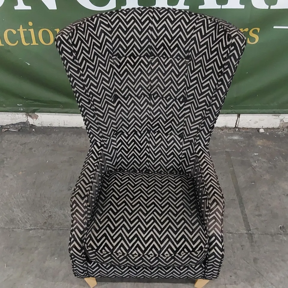 DESIGNER PATTERNED FABRIC ARMCHAIR 