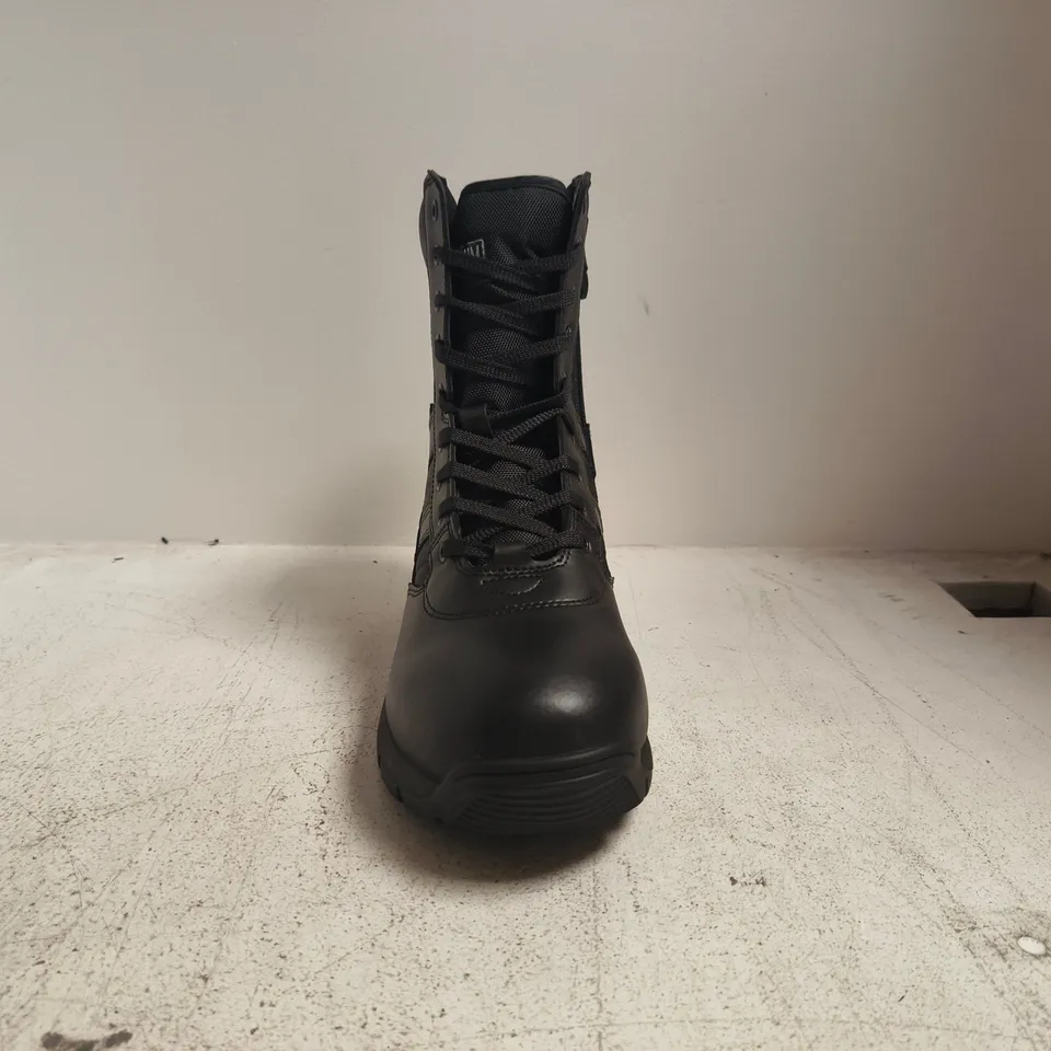 BOXED PAIR OF MAGNUM PANTHER 8.0 SIDE-ZIP UNIFORM BOOTS IN BLACK SIZE UK 11