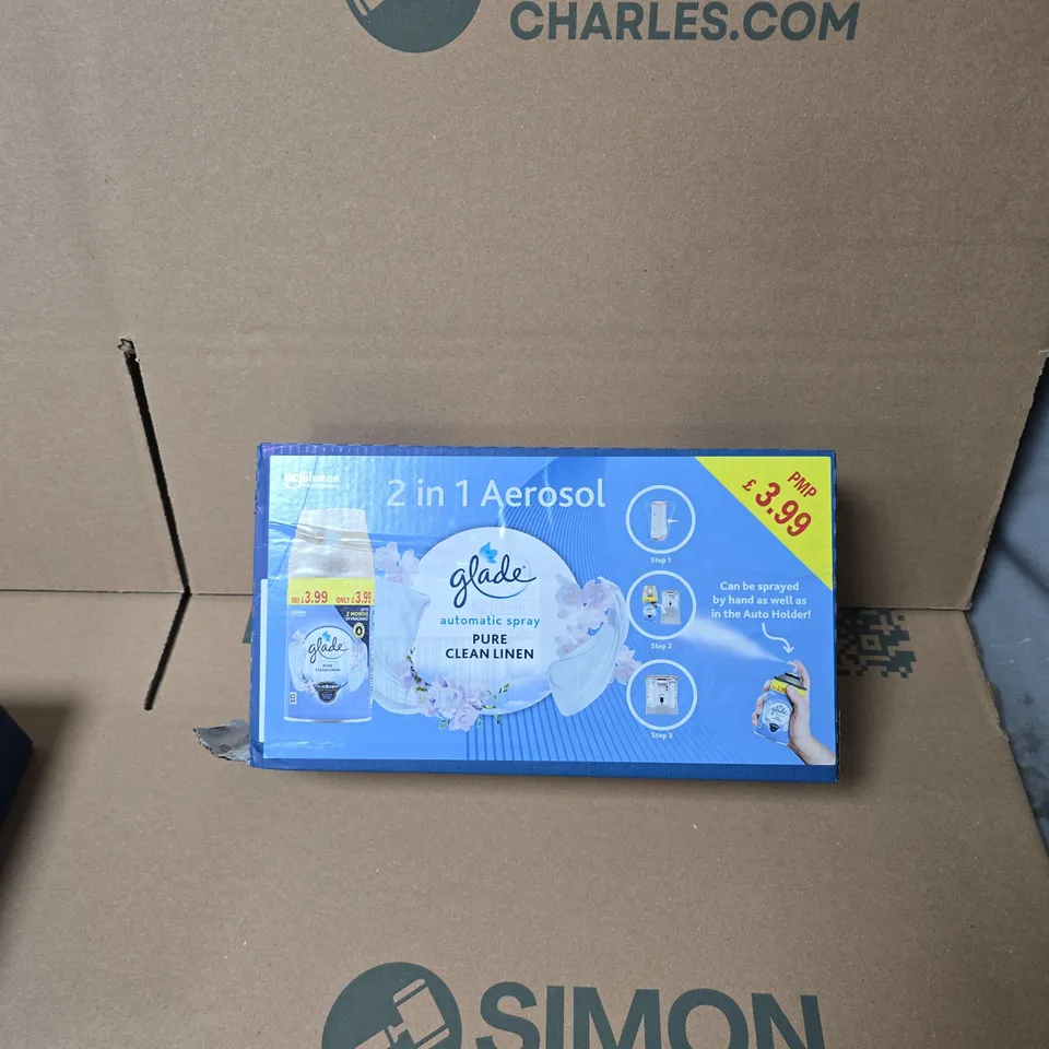 GLADE 2-IN-1 AEROSOL AUTOMATIC SPRAY – PURE CLEAN LINEN (BOX) - 4 X 269ML