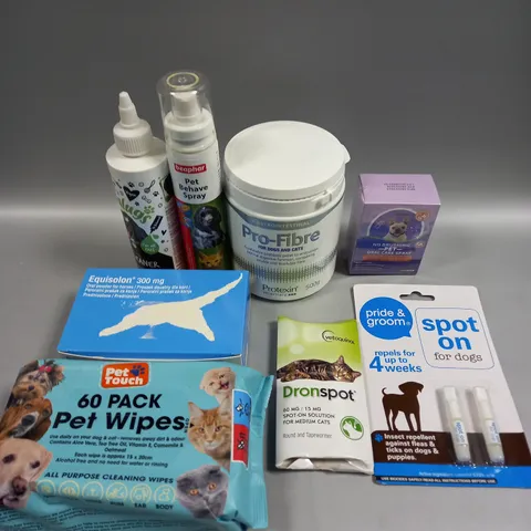 APPROXIMATELY 20 ASSORTED PET HEALTH CARE PRODUCTS TO INCLUDE PRO-FIBRE, ORAL CARE SPRAY, SPOT ON ETC