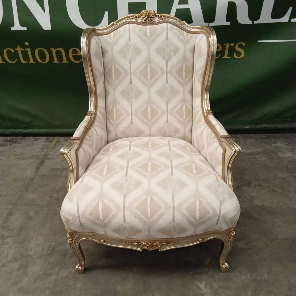QUALITY HIGH-END DESIGNER FABRIC WINGBACK ACCENT CHAIR