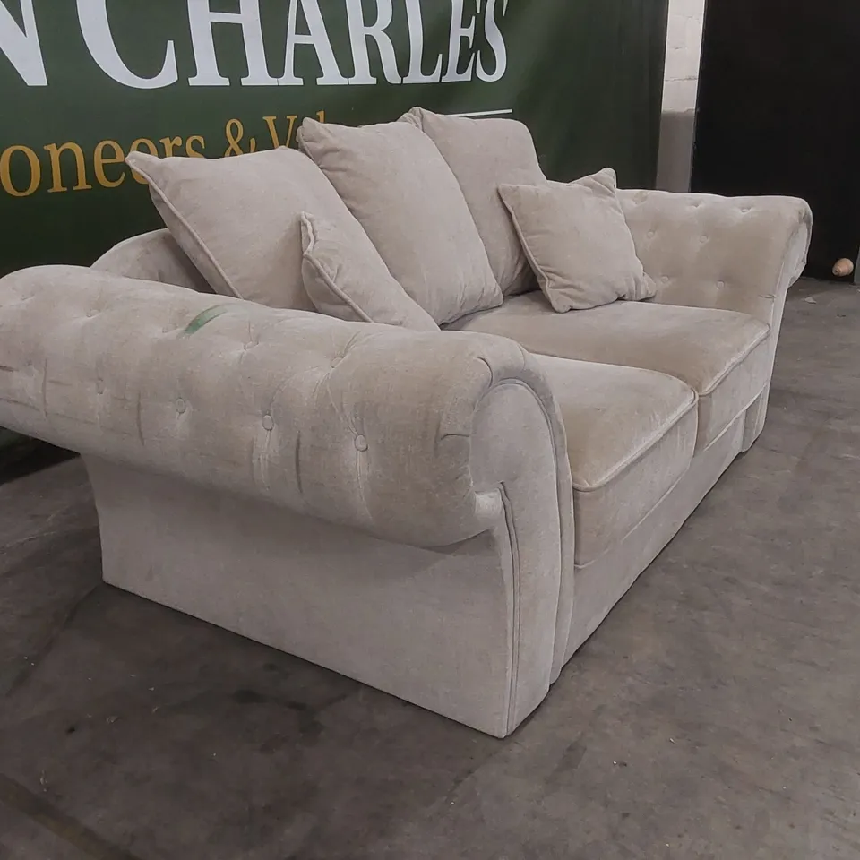 QUALITY DESIGNER WINDSOR 3 SEATER FABRIC UPHOLSTERED SCATTER BACK SOFA