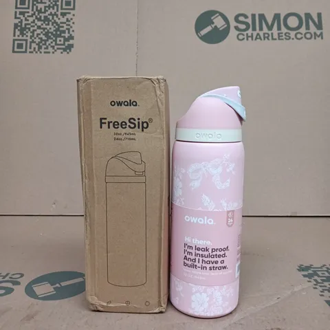 OWALA FREESIP SIPPY CUP – PINK INSULATED BOTTLE WITH BUILT-IN STRAW (BOXED)