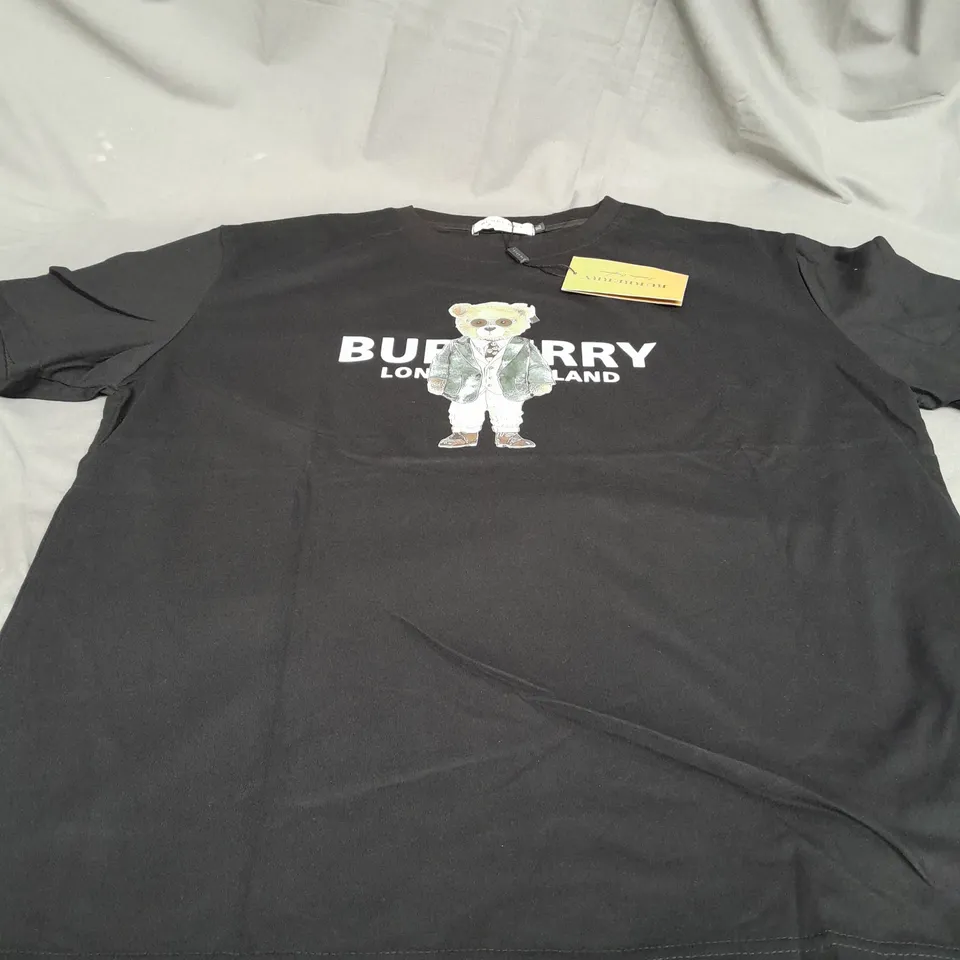 BLACK BURBERRY LONDON TEDDY TEE SIZE XL 