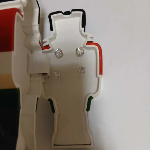 DIAMONIQUE 3.8CT TW STUD EARRINGS SET IN NUTCRACKER BAUBLE STERLING SILVER 