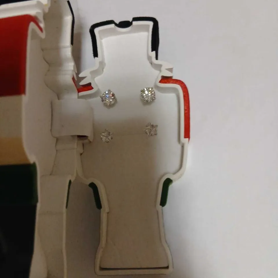 DIAMONIQUE 3.8CT TW STUD EARRINGS SET IN NUTCRACKER BAUBLE STERLING SILVER 