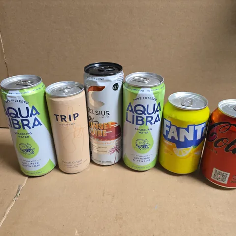 APPROXIMATELY 20 ASSORTED DRINKS TO INCLUDE COCA COLA ZERO SUGAR, CELSIUS SUNSET VIBE, AQUA LIBRA SPARKLING WATER, ETC - COLLECTION ONLY