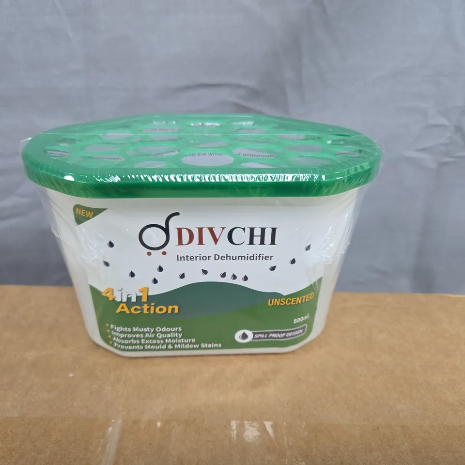 BOX OF 12 DIVCHI INTERIOR DEHUMIDIFIER 500ML – 4-IN-1 ACTION, UNSCENTED