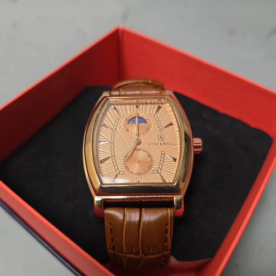STOCKWELL WATCH – SUB DIALS AND MOONPHASE MOVEMENT – LEATHER STRAP