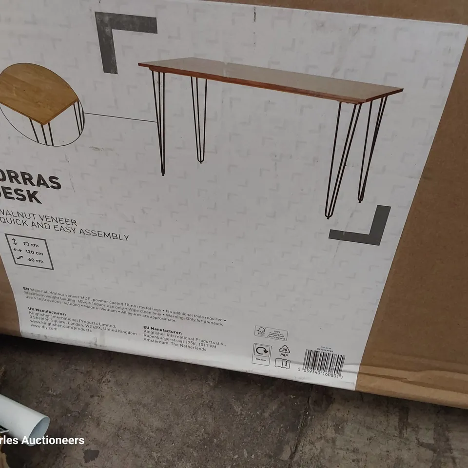 BOXED ZORRAS WALNUT VENEER DESK