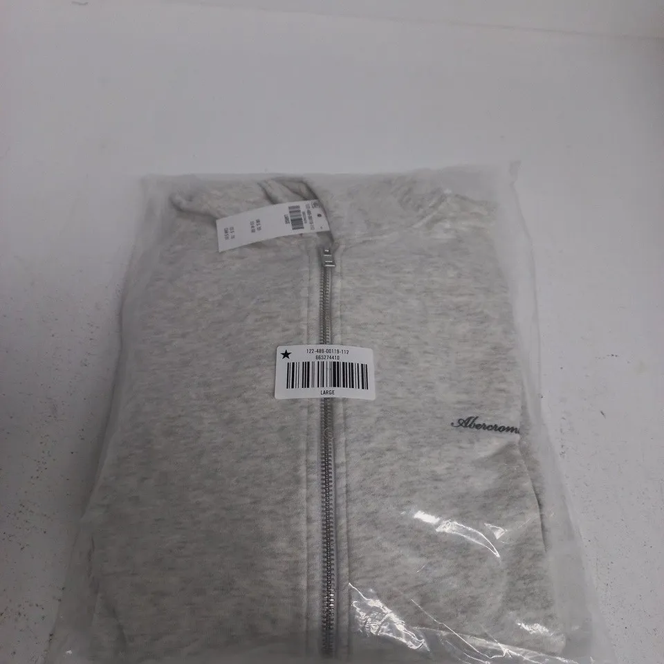 ABERCROMBIE AND FITCH ZIP HOODIE – GREY HEATHER, LARGE