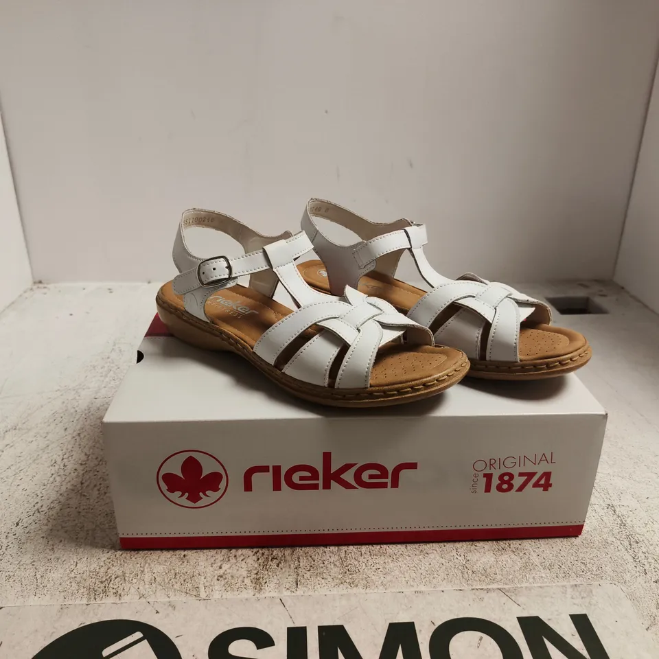 RIEKER WHITE LEATHER SANDALS – WOMEN’S, UK 6 (EU 39)