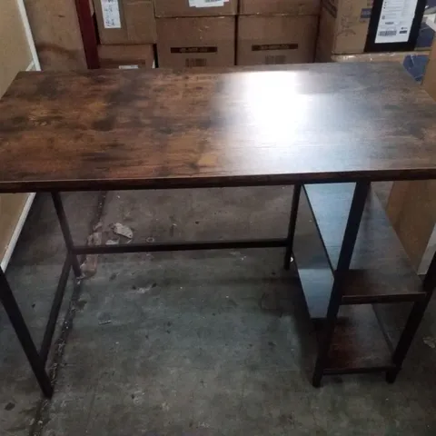 ALAUDIN 100CM W RECTANGLE COMPUTER DESK - RUSTIC BROWN/BLACK