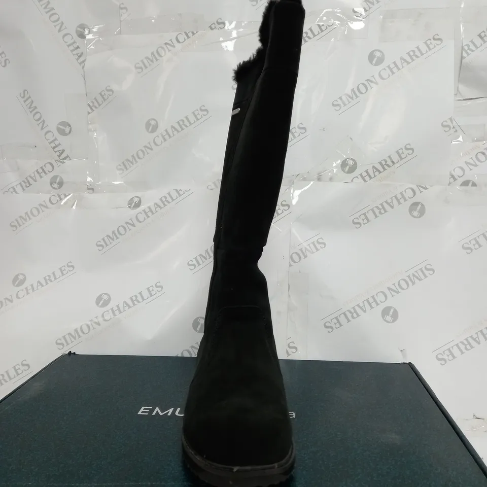 EMU AUSTRALIA "MOONTA" WATERPROOF KNEE LEATHER BOOTS - UK SIZE 7 - BLACK 