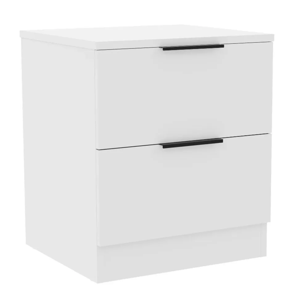 BOXED TREGA 2 DRAWER BEDSIDE CHEST - WHITE (1 BOX)