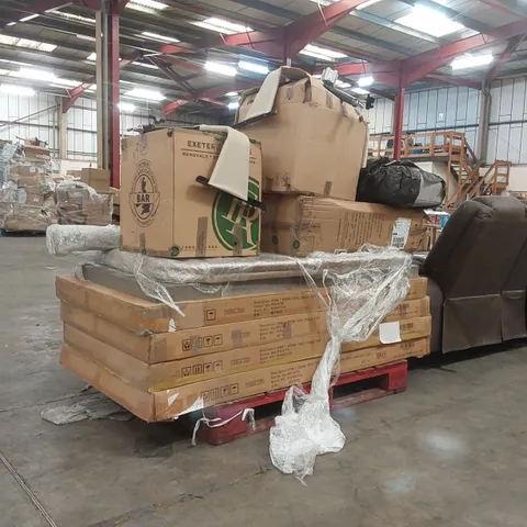 PALLET OF ASSORTED DESIGNER FURNITURE PARTS INCLUDING TABLE TOPS ECT