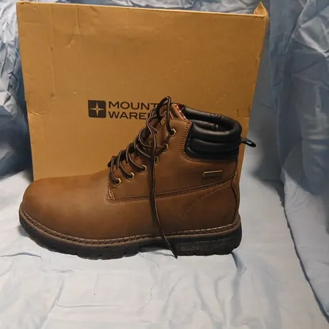 BOXED MOUNTAIN WAREHOUSE MEN'S BROWN LEATHER HIKING BOOTS – UK 10 (US 11, EU 44)