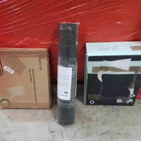 PALLET OF ASSORTED HOUSEHOLD GOODS AND PRODUCTS TO INCLUDE;SHOWER SYSTEM,CHAIR MAT,PORTABLE WOODEN SLANT BOARD