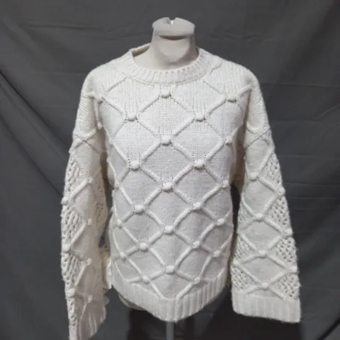 MINT VELVET CREAM BOBBLE TIE JUMPER SIZE SMALL