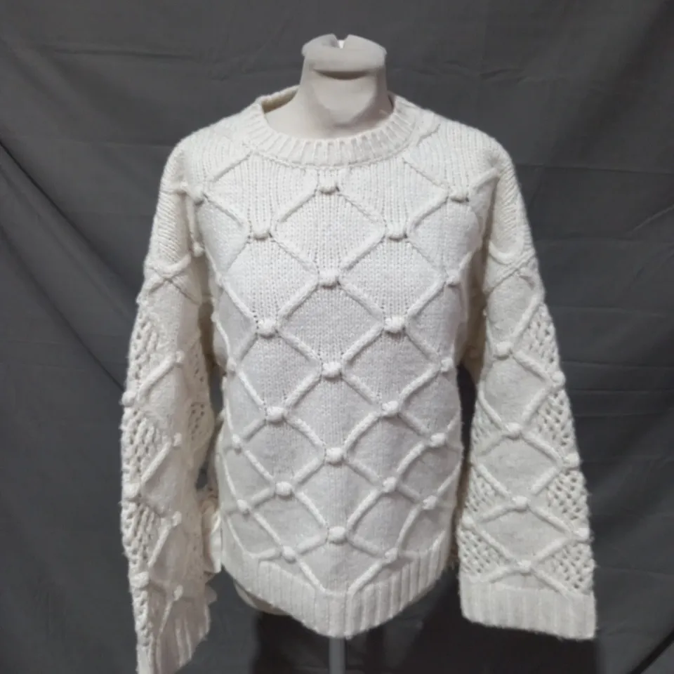 MINT VELVET CREAM BOBBLE TIE JUMPER SIZE SMALL 