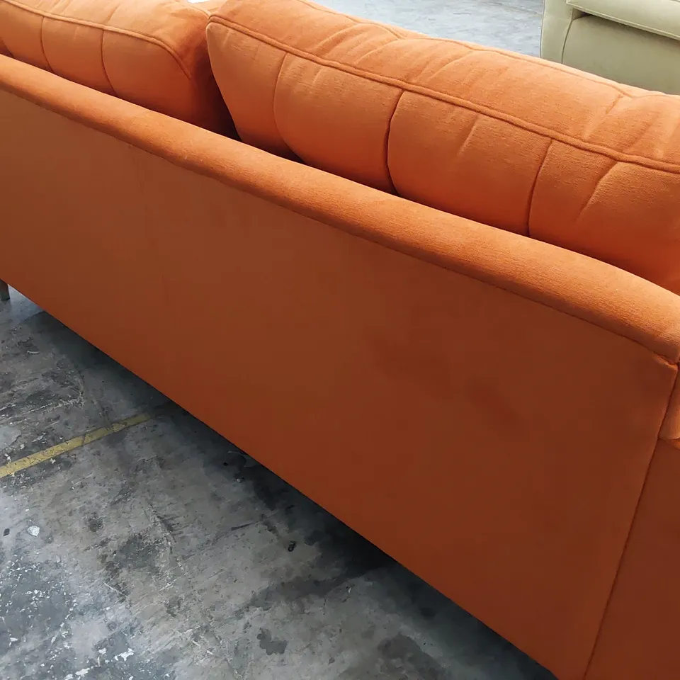 QUALITY BRITISH DESIGNER LOUNGE Co. THREE SEATER SOFA BURNT ORANGE PLUSH FABRIC 