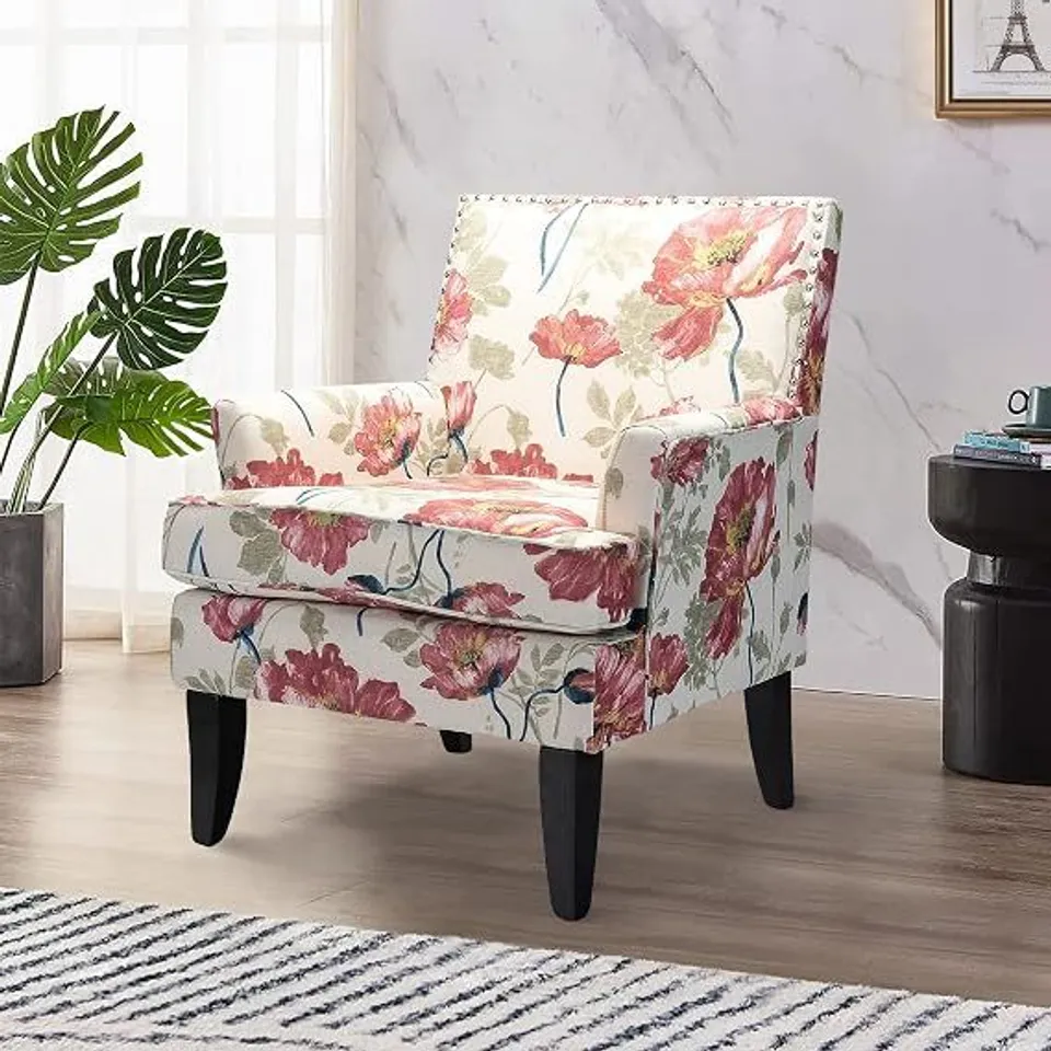 BOXED HULALA HOME MODERN ACCENT HERRERA CHAIR, STRIPE RED