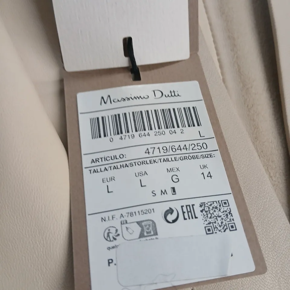 BRAND NEW MASSIMO DUTTI BEIGE LEATHER COAT – UK 14 (L)