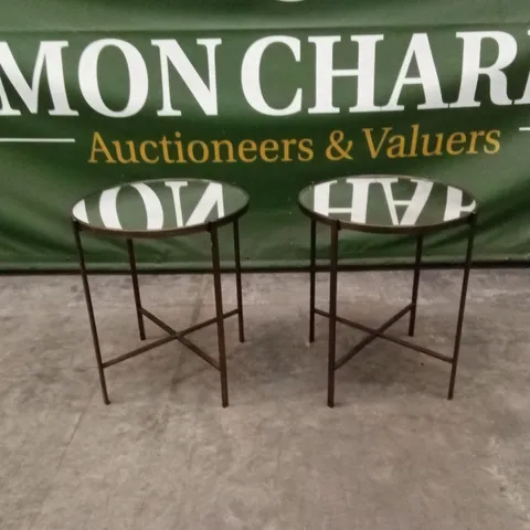 2 x QUALITY DESIGNER BRASS GLASS ROUND TABLES