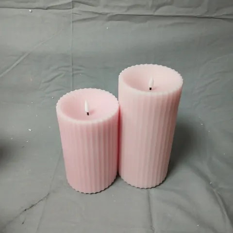 GARDEN STORIES SORBET COLLECTION SET OF 2 BATTERY POWERED FLUTED OUTDOOR WAX CANDLES