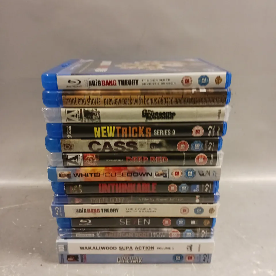 14 X ASSORTED BLU-RAY/DVD FILMS & SERIES SET TO INCLUDE SE7EN, AMERICAN GODS, CAPTAIN AMERICA CIVIL WAR ETC 