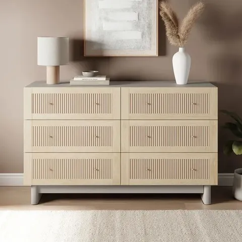 BOXED MAEVA 6 DRAWER CHEST, LIGHT OAK EFFECT (3 BOXES)