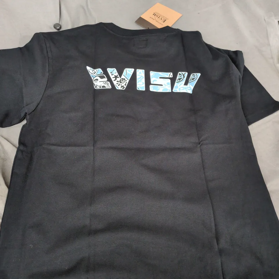 EVISU BLACK T‑SHIRT WITH LARGE WAVE LOGO (MEN'S)